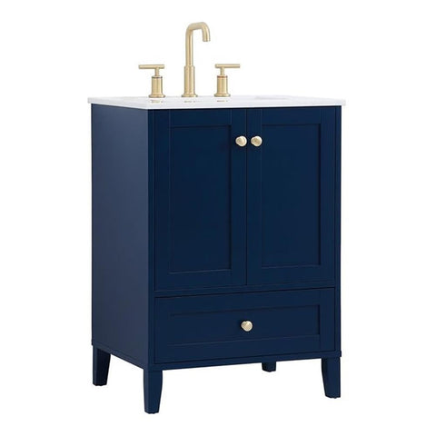 Elegant Decor Sommerville 24" Steel and Wood Single Bathroom Vanity in Blue