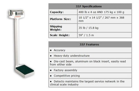 Physicians Scale, Weighbeam, 400 lb x 4 oz / 175 kg x 100 g