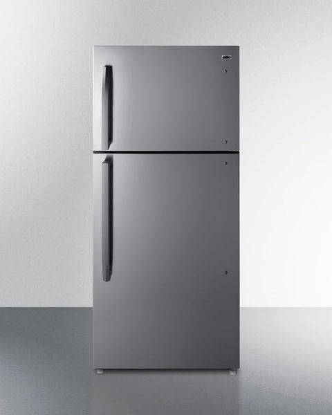 Summit 30 inch wide Top Freezer Refrigerator with Icemaker Door Storage Crisper Drawers Frost Free Operation- CTR18WIM (RHD Stainless Steel Look)