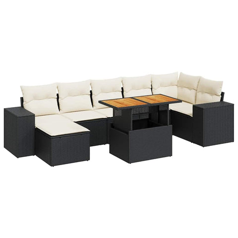 vidaXL 8 Piece Patio Sofa Set with Cushions Black Poly Rattan, Garden Sofa Set, Garden Lounge Set, Poly Rattan Sofa Set, Outdoor Sofa Set
