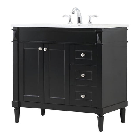 Elegant Decor Indoor Modern Under Sink Bathroom Fixtures Storage Organizer Cabinet 36 inch Single Bathroom Vanity - Black