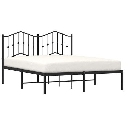 vidaXL Queen Metal Bed Frame with Headboard and Stable Slats, Under Bed Storage Space, Sturdy Steel Construction and Easy Assembly, Minimalist Style, Black, 12'' High, Without Mattress
