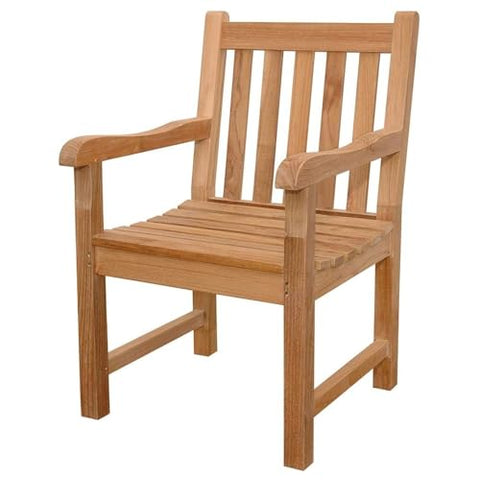 Oakestry Classic Teak Dining Armchair with Sculpted Seat, Grade-A Kiln-Dried Wood, and Timeless Design for Outdoor Patio Dining