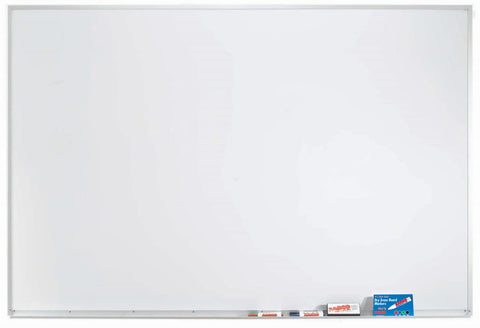 Aarco Products Magnetic Dry Erase Board 48" Hx60 W Porcelain White Marker Board with Aluminum Frame