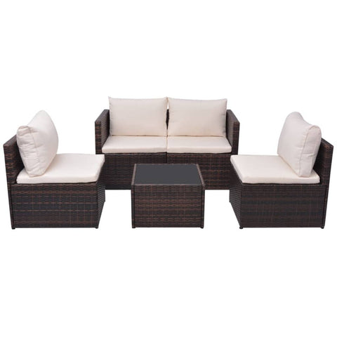 vidaXL Patio Sofa Set 13 Pieces - All-Weather Poly Rattan Brown - Modular Outdoor Furniture Set with Removable Cushions and Tea Table - Suitable for Garden, Patio & Outdoors