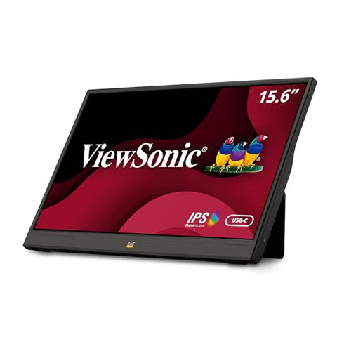 ViewSonic VA1655 15.6 Inch 1080p FHD IPS Portable Monitor with Built-in Stand, 60W USB C, Mini HDMI, Protective Case and Speakers for PC, Mac, Gaming Consoles, Phones