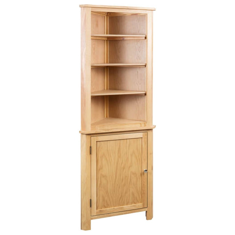vidaXL Solid Oak Wood & MDF Corner Cabinet - Versatile Living, Dining & Kitchen Storage Unit, Easily Assembled - Dimension 23.2"x14.1"x70.8" - Brown Farmhouse Style Sideboard