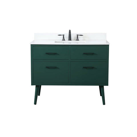 Elegant Decor Boise 42" Modern MDF Bathroom Vanity with Backsplash in Green