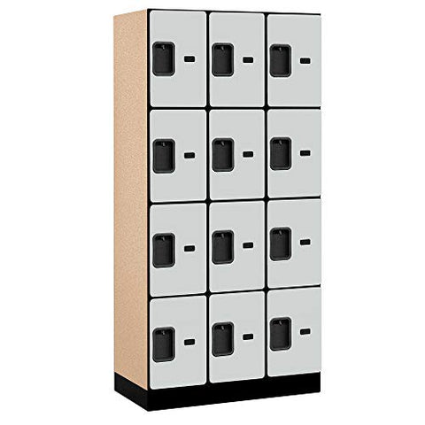 Salsbury Industries Four Tier Designer Wood Locker, Gray, 6' 3" x 18"