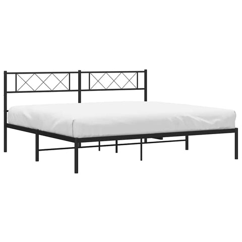 vidaXL 12'' California King Metal Bed Frames with Headboard, Platform Bed Frame with Strong Metal Slats Support, Under Bed Storage, Noise Free, Black, Without Mattress