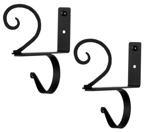 Village Wrought Iron Curl Curtain Rod & Shelf Brackets (Pair)