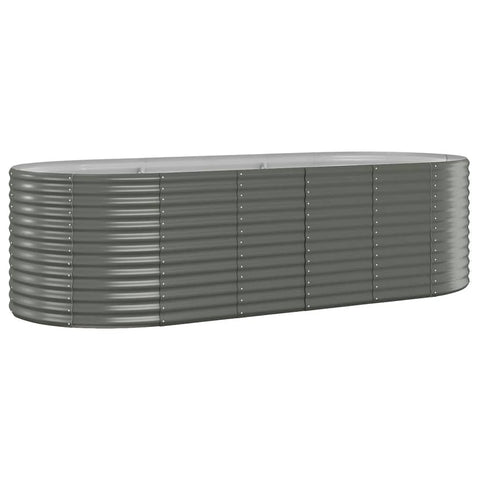 vidaXL Garden Raised Bed in Premium Powder-Coated Steel - -, Weatherproof & Durable - Gray - 98"x39.4"x26.8" - Ideal for Outdoor Gardening