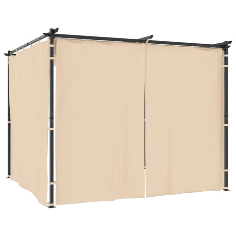 vidaXL Gazebo with Curtains - Cream Steel Outdoor Shelter, Water and UV Resistant, Ideal for Parties, Picnics and BBQs, Easy Assembly, Dimensions: 118.1" x 118.1" x 90.6"
