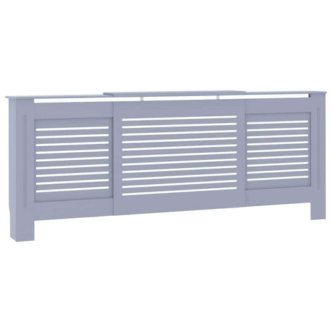 vidaXL Radiator Cover with Adjustable Length, Slatted Design Heater Cover Cabinet with Storage Shelf, Hide Cluttered Pipes, MDF, 55.9"-80.7" x 8.1" x 32.1", Grey