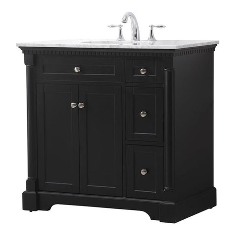 Elegant Decor Indoor Modern Under Sink Bathroom Fixtures Storage Organizer Cabinet 36 inch Single Bathroom Vanity - Walnut with backsplash