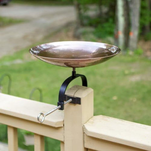 Burnt Copper Birdbath & Over Railing Bracket