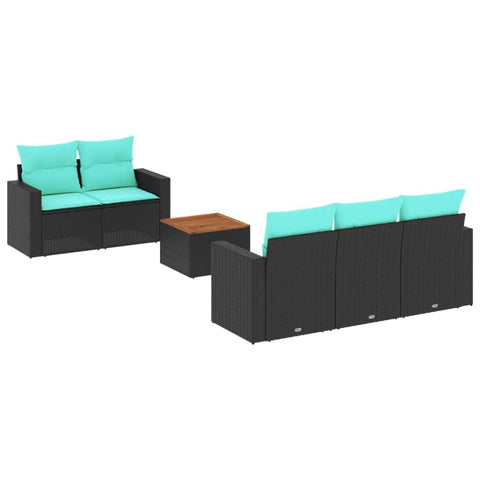 vidaXL Patio Sofa Set with Cushions 6 Piece, Outdoor Conversation Set with Storage, Patio Furniture Set, Modern Style, Black Poly Rattan