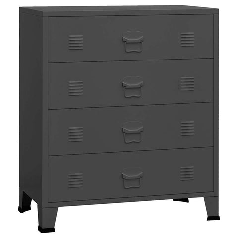 vidaXL Storage Cabinet, Metal Storage Cabinet with 4 Drawers, Industrial Style Sideboard with Air Vents, Name Tag Holders on Doors, Metal Handle, 30.7''x15.7''x19.7'', Anthracite