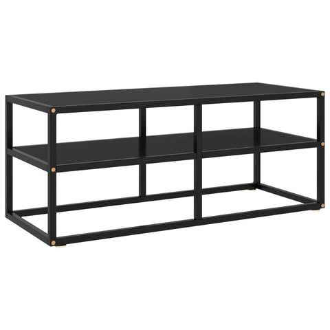vidaXL TV Stand, TV Stand for Living Room, Sideboard with Tempered Glass, Entertainment Center TV Console Media Unit Cupboard, Modern, Black