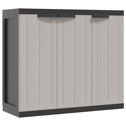 vidaXL Outdoor Storage Cabinet - Weather-Resistant Polypropylene/PP, Adjustable Shelves, Lockable, Compact Design for Garden/Balcony/Patio, Grey & Black, 38.2" x 14.6" x 33.5"
