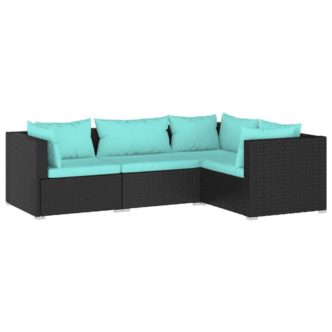 vidaXL Garden Lounge Set Black and Water Blue