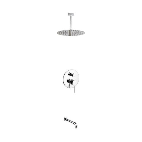 Aqua Rondo Diverter Tub and Shower Faucet with Metal Lever Handle