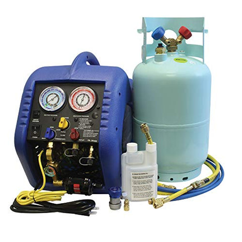 Mastercool 69100 Complete A/C Recovery System – 1/2 HP Oil-Less Compressor, 30 lb DOT Tank, Compact & Lightweight, Compatible with R134a, R22, R410A