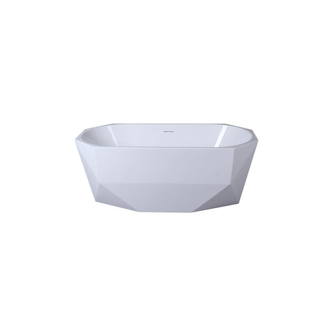 Elegant Kitchen and Bath Ethen 59" Diamond Resin Bathtub in Glossy White