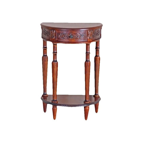 International Caravan Hand Carved Wood Half-Moon Console Table