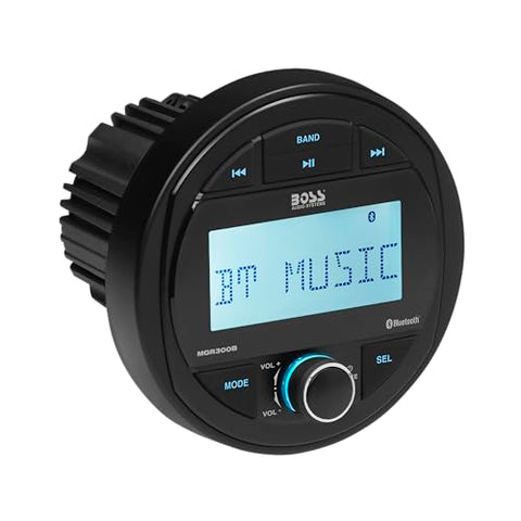 BOSS Audio Systems MGR300B Marine Boat Stereo Gauge Receiver - Bluetooth, No CD DVD Player, AM/FM Radio, IPX5 Weatherproof, USB, MP3