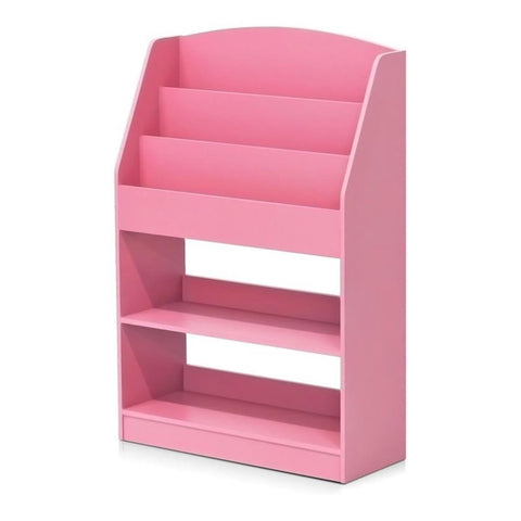 Furinno LOVA Book Shelf, 5-Tier Magazine Bookshelf, Bookcase with Open Shelves Storage, 9.4 x 24.6 x 37, for Living Room, Bedroom, Home Office, Pink