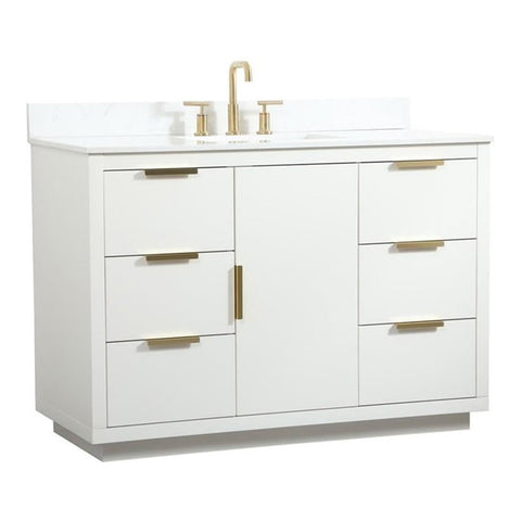 Elegant Decor Blake 48" MDF Single Bathroom Vanity with Backsplash in White