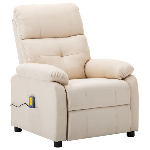 vidaXL Massage Recliner Chair, Electric Reclining Chair for Elderly, Adjustable Push Cozy Chair for Home Theater Cinema, Cream Fabric