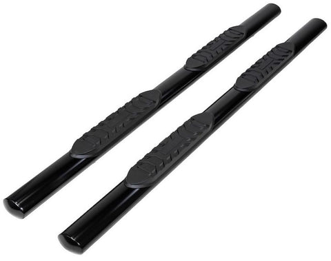 TrailFX Nerf Bars for Double Cab Chevrolet Silverado 1500 2020-2021 Black Powder Coated Steel 4 Inch Oval Straight Side Steps with Step Pads Welded End Caps Rocker Panel Mount Pair Running Boards