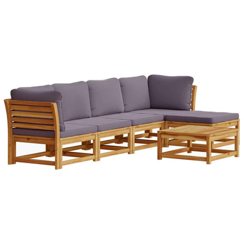 vidaXL Patio Lounge Set - 6 Piece Solid Wood Acacia Furniture with Cushions for Garden, Patio, Deck - Outdoor Seating Modular Design 153.51 Pounds