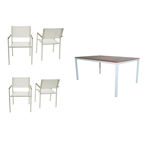 Braylee 5 Pc Outdoor Dining Set - Natural White