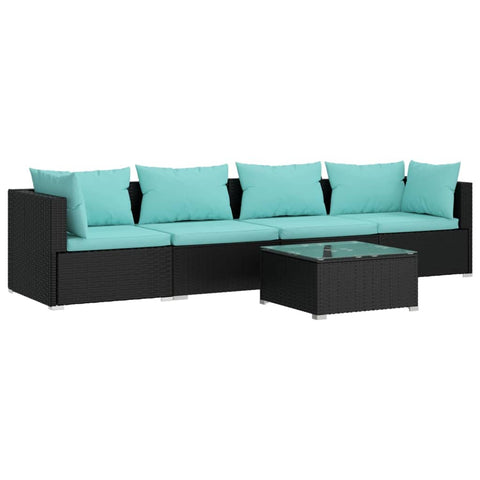 vidaXL Garden Lounge Set Black, Aqua