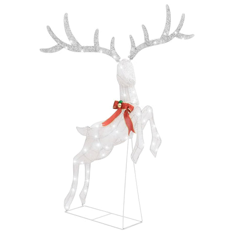 vidaXL - Magical Flying Reindeer Christmas Decoration with Energy-Efficient 120 LEDs, Multiple Lighting Effects, Indoor/Outdoor Use, White and Silver