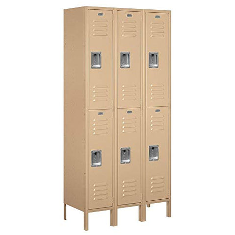 Salsbury Industries 62365TN-U Double Tier 36-Inch Wide 6-Feet High 15-Inch Deep Tan Unassembled Standard Metal Locker, Brown