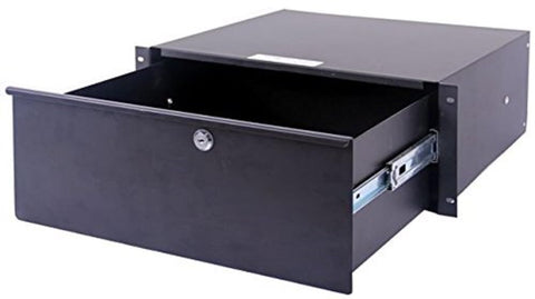 DEEJAY LED TBH4URDW Flight Case Accessory 4U-Space Metal Locking Rack Drawer for Standard DJ Size Equipment.
