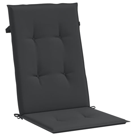 vidaXL Chair Cushion 6 Pcs, Garden High Back Chair Cushion, Water Repellent Seat Pad with Non-Slip Elastic Back for Garden Terrace, Black Fabric