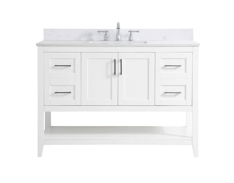 Elegant Decor Aubrey 48" Solid Wood Single Bathroom Vanity w/Backsplash - White