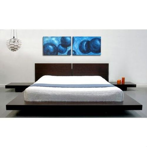 Fast Furnishings King Modern Japanese Style Platform Bed with Headboard and 2 Nightstands in Espresso