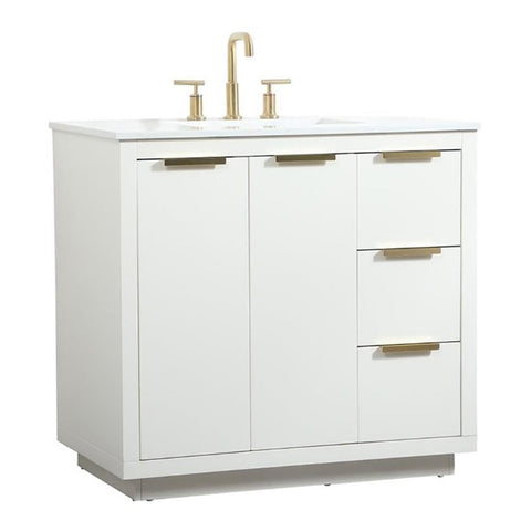 Elegant Decor Blake 36" Aluminum Alloy MDF Single Bathroom Vanity in White