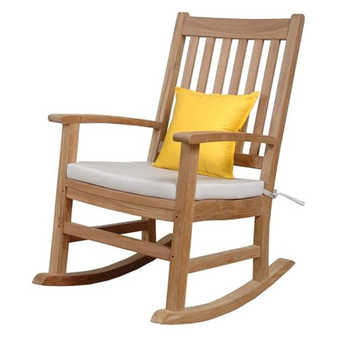Oakestry Palm Beach Rocking Armchair Solid Teak Wood Outdoor Patio Rocker Handcrafted Luxury Wooden Chair Weather Resistant Sustainable Teak Seating for Garden Deck Porch Balcony Relaxation