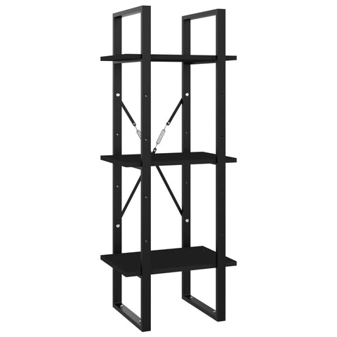 vidaXL Bookshelf, 3-Tier Book Cabinet Open Bookcase, Wall Bookshelf for Living Room, Freestanding Shelving Unit, Modern Style, Black Engineered Wood
