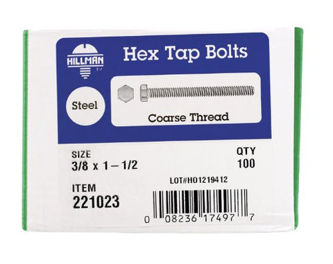 Hillman Hex Tap Bolts 3/8 X 1-1/2 Zinc Finish Zinc Finish 100 / Box