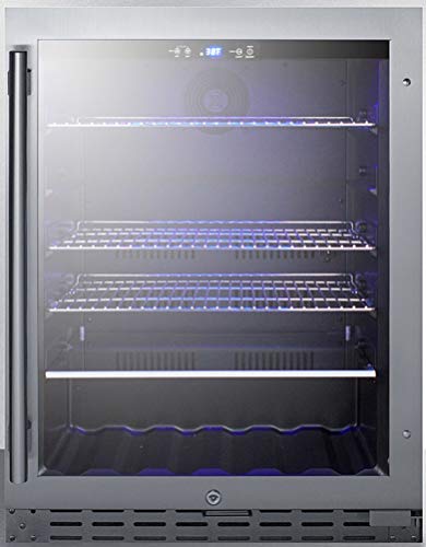 Summit Appliance ALFD24WBVCSS ADA Compliant Built-in or Freestanding Dual Zone Wine/Beverage Center with French Door Swing, Seamless Stainless Steel Trimmed Glass Doors and Stainless Steel Cabinet