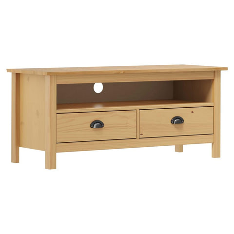 vidaXL Solid Pine Wood TV Stand with ic Design, Honey Brown Finish, Ample Storage and Simple Assembly