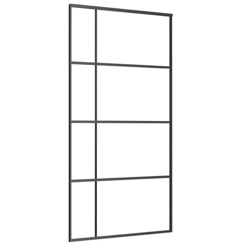 vidaXL Modern Sliding Door with ESG Glass and Stable Aluminum Frame, 40.4"x80.7" Size, Soft Stop for Quiet Operation, Space-Saving Solution for Room Transition, Black